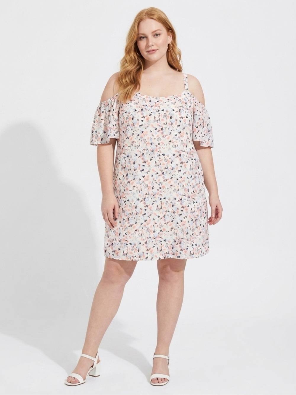 torrid Blush Floral Cold-Shoulder Midi Dress